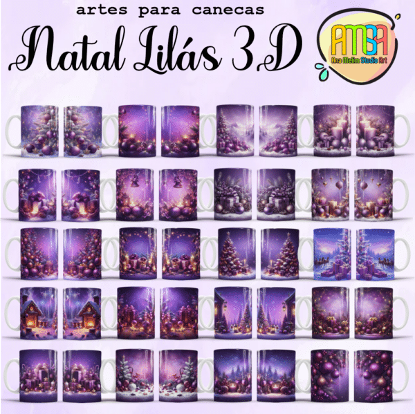 ESTAMPAS NATAL LILÁS 3D CANECAS - Image 2