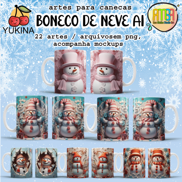 ESTAMPAS BONECO DE NEVE AI CANECAS natal