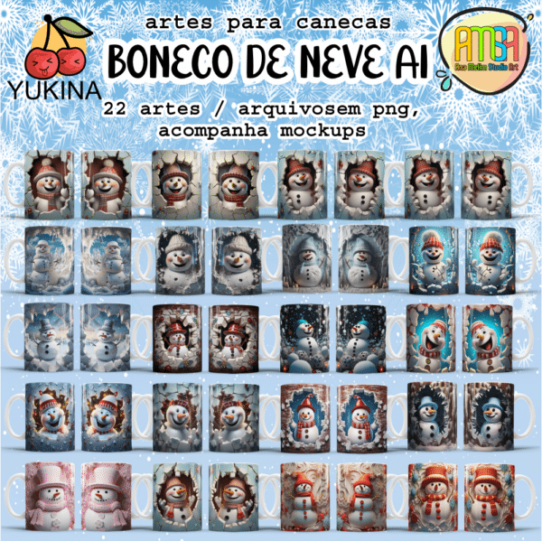 ESTAMPAS BONECO DE NEVE AI CANECAS natal - Image 2
