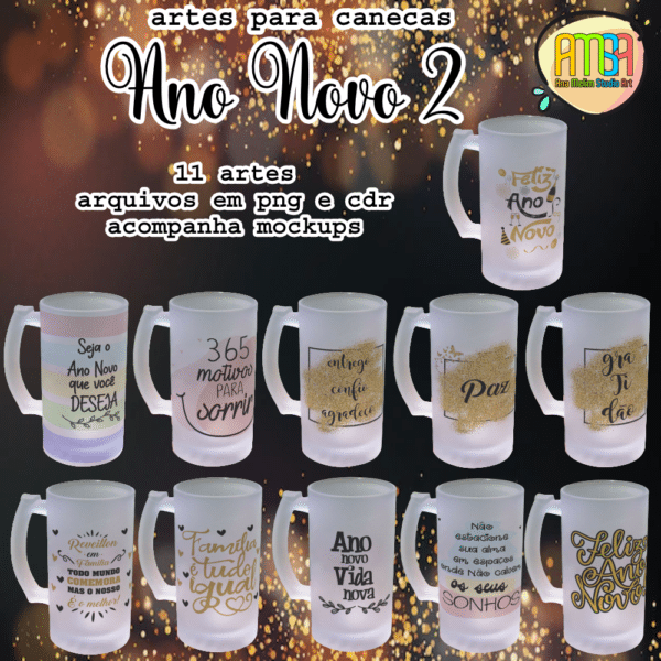 ESTAMPAS ANO NOVO 2 CANECA DE CHOPE