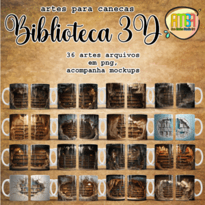ESTAMPAS BIBLIOTECA 3D CANECAS