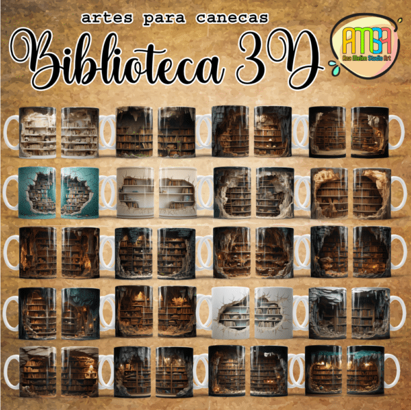 ESTAMPAS BIBLIOTECA 3D CANECAS - Image 2