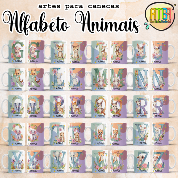 ESTAMPAS ALFABETO ANIMAIS CANECAS - Image 2