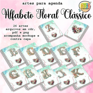 ESTAMPAS ALFABETO FLORAL CLÁSSICO AGENDAS