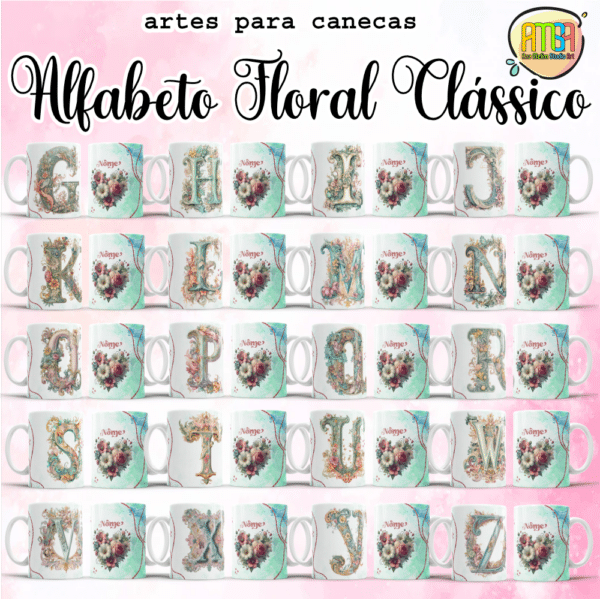 ESTAMPAS ALFABETO FLORAL CLÁSSICO CANECAS - Image 2