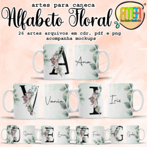 ESTAMPAS ALFABETO FLORAL CANECAS
