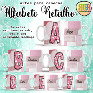 ESTAMPAS ALFABETO RETALHO CANECAS