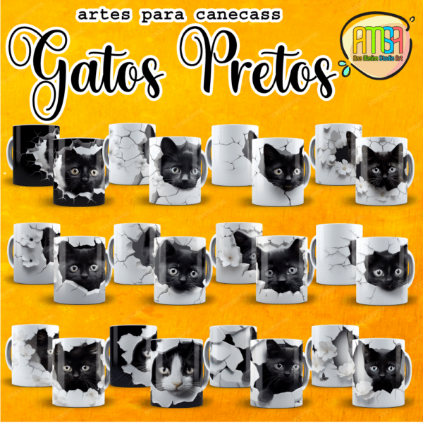 ESTAMPAS GATO PRETO 3D CANECAS - Image 2