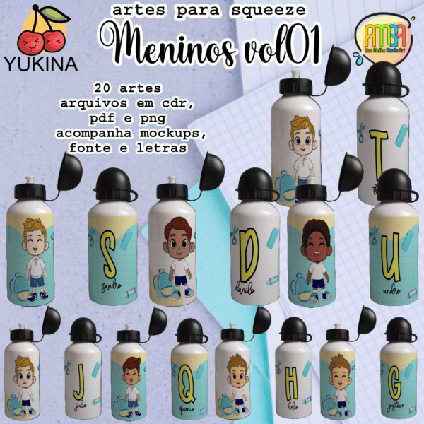 ESTAMPAS MENINOS VOLTA AS AULAS SQUEEZE (Yukina)