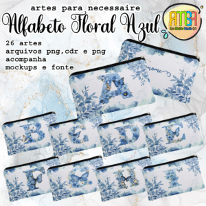 ESTAMPAS ALFABETO AZUL FLORAL NECESSAIRE