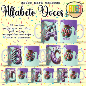 ESTAMPAS ALFABETO DOCES CANECAS