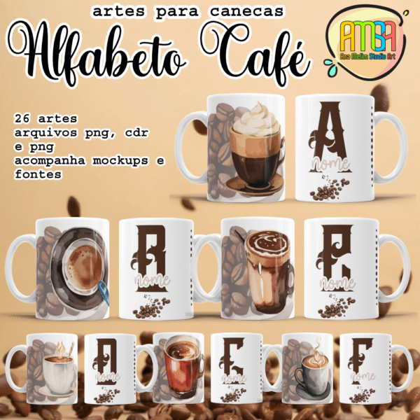 ESTAMPAS ALFABETO CAFÉ CANECAS