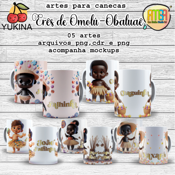 ESTAMPAS ERÊS OMOLÚ CANECAS (Yukina) orixás