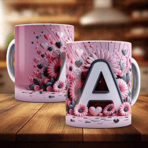 ESTAMPAS ALFABETO FLORAL 3D CANECAS