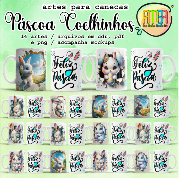 ESTAMPAS PÁSCOA COELHINHOS CANECAS