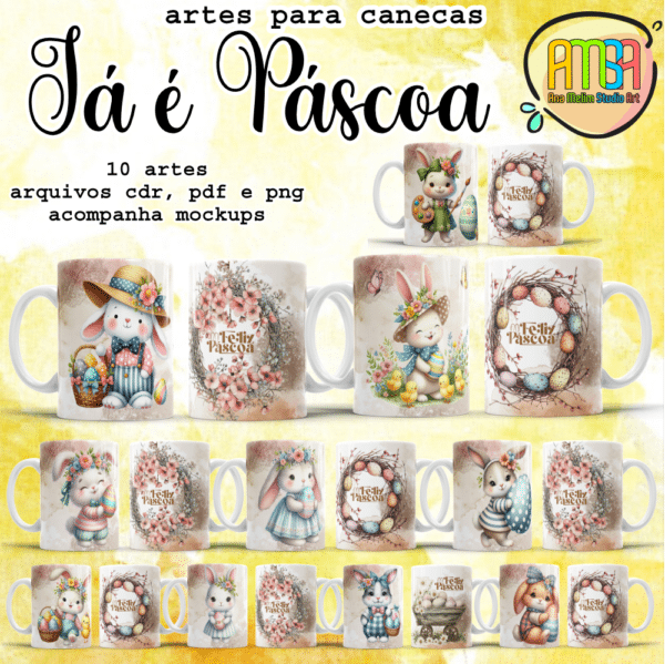 ESTAMPAS JÁ É PÁSCOA CANECAS