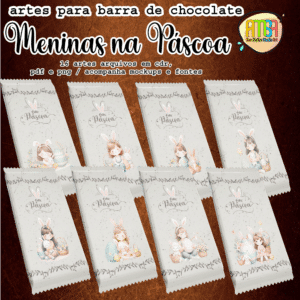 ESTAMPAS MENINAS NA PÁSCOA BARRA DE CHOCOLATE