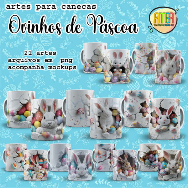 ESTAMPAS OVINHOS DE PÁSCOA 3D CANECAS