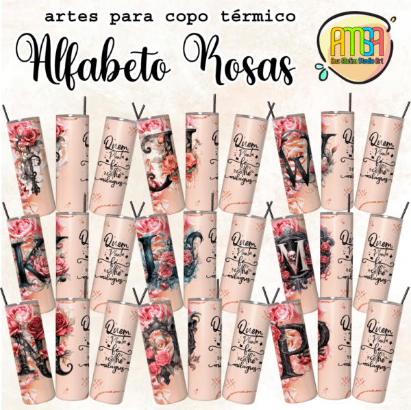 ESTAMPAS ALFABETO ROSAS COPOS TÉRMICOS - Image 2