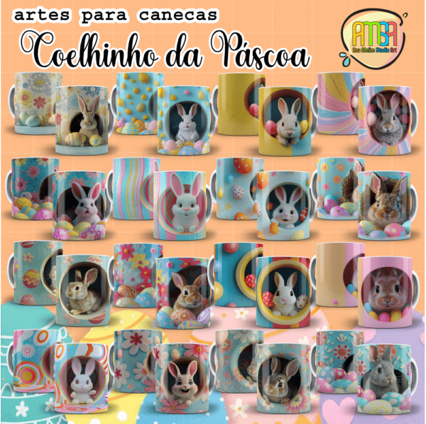 ESTAMPAS COELHINHO PÁSCOA 3D CANECAS - Image 2