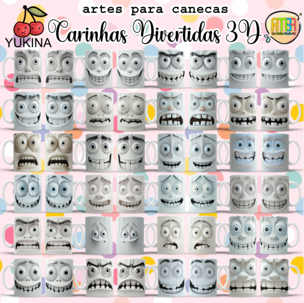 ESTAMPAS CARINHAS DIVERTIDAS 3D CANECAS (YUKINA) - Image 2