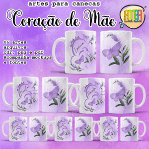 ESTAMPAS CORAÇÃO DE MÃE CANECAS