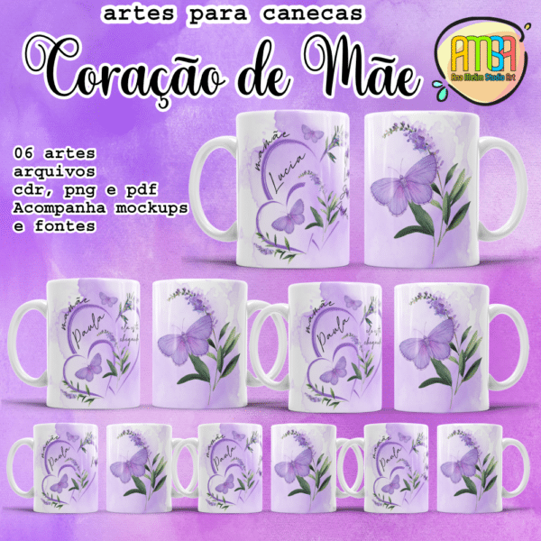 ESTAMPAS CORAÇÃO DE MÃE CANECAS
