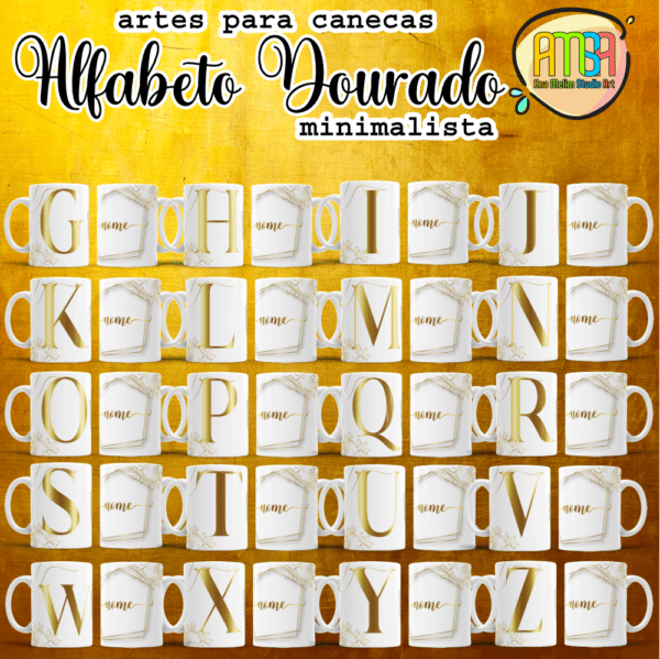 ESTAMPAS ALFABETO DOURADO MINIMALISTA CANECAS - Image 2