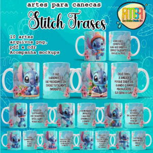 ESTAMPAS STITCH FRASES CANECAS