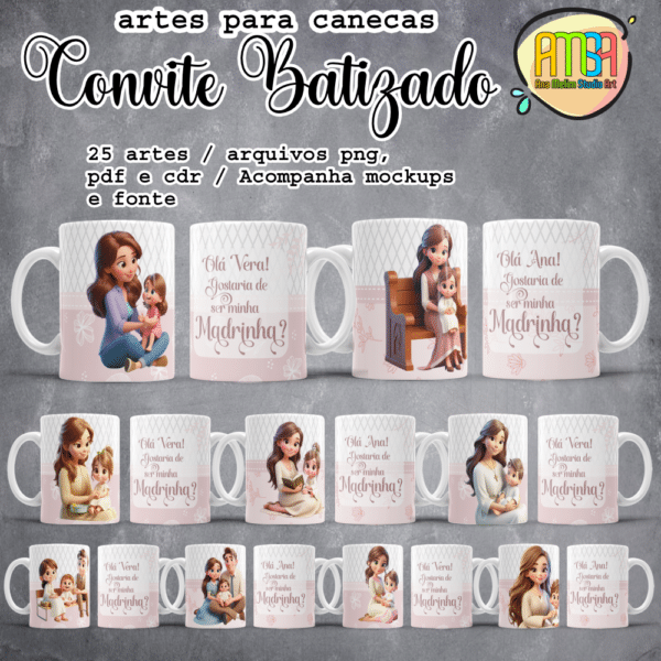 ESTAMPA CONVITE BATIZADO Ai CANECAS
