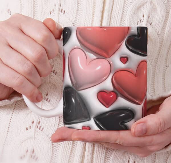ESTAMPAS CORAÇÕES INFLADOS CANECAS (NAMORADOS)
