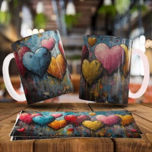 ESTAMPA CORAÇÕES ENAMORADOS CANECAS
