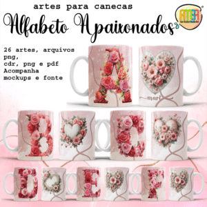 ESTAMPAS ALFABETO APAIXONADO (NAMORADOS) CANECAS