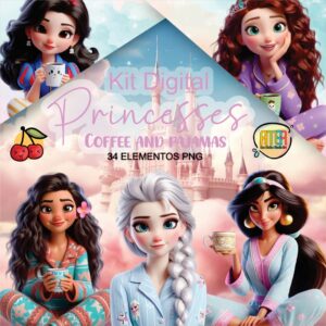 KIT DIGITAL PRINCESAS - COFEE AND PAJAMAS (YUKINA)