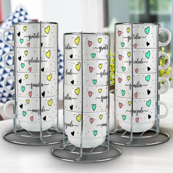 ESTAMPAS EMOÇÕES CORAÇÕES XICARAS