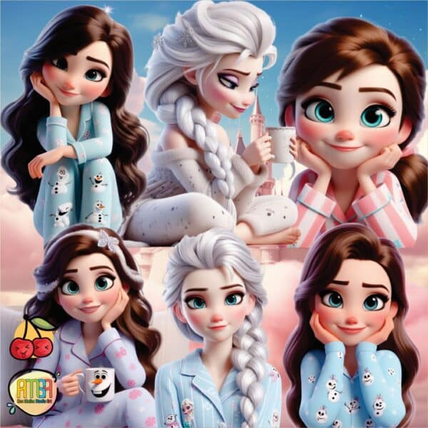 KIT DIGITAL PRINCESAS - COFEE AND PAJAMAS (YUKINA) - Imagem 2