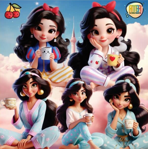KIT DIGITAL PRINCESAS - COFEE AND PAJAMAS (YUKINA) - Imagem 4