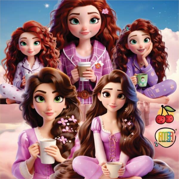 KIT DIGITAL PRINCESAS - COFEE AND PAJAMAS (YUKINA) - Imagem 6
