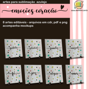 ESTAMPAS EMOÇÕES CORAÇÕES AZULEJOS