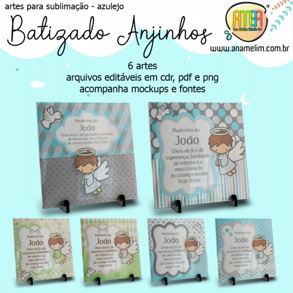 ESTAMPAS BATIZADO ANJINHOS AZULEJO