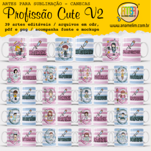 ESTAMPAS PROFISSÕES CUTE V2 CANECAS
