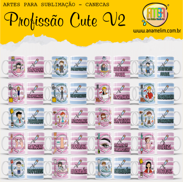 ESTAMPAS PROFISSÕES CUTE V2 CANECAS - Image 2