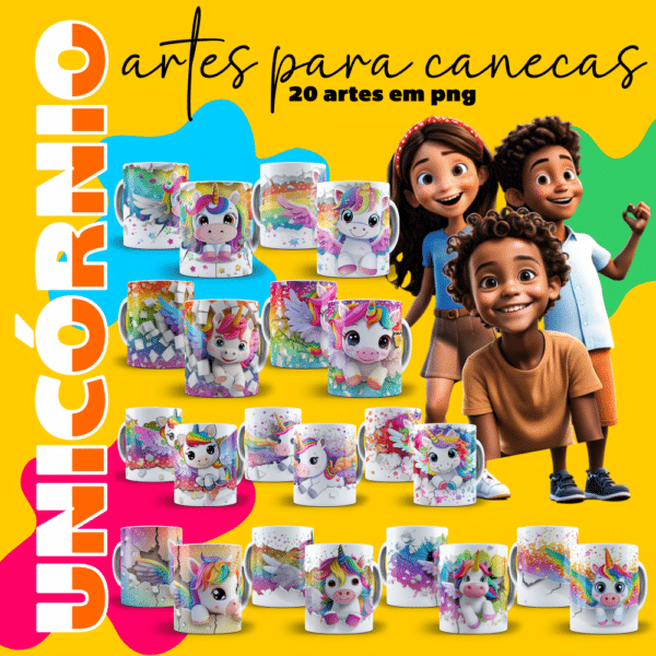 ESTAMPAS UNICÓRNIO 3D CANECAS
