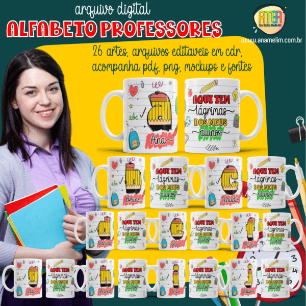 ESTAMPAS ALFABETO PROFESSORES CANECAS