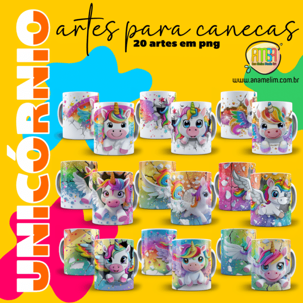ESTAMPAS UNICÓRNIO 3D CANECAS - Image 2