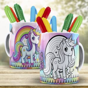 ESTAMPAS UNICORNIO PARA COLORIR CANECAS