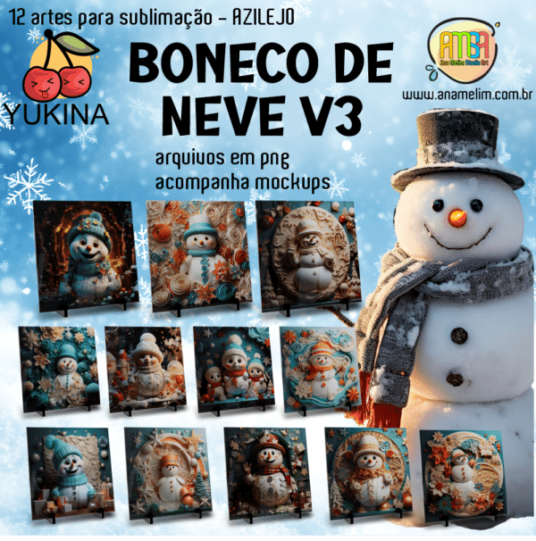 ESTAMPAS BONECO DE NEVE V3 AZULEJO (YUKINA) natal