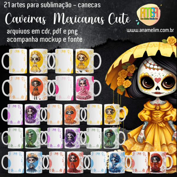 ESTMPAS CAVEIRA MEXICANA CUTE CANECA - Image 2