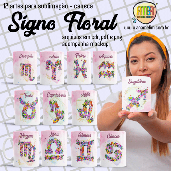 ESTAMPAS SIGNO FLORAL CANECAS