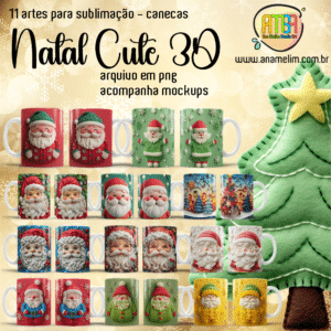 ESTAMPAS NATAL CUTE 3D CANECAS